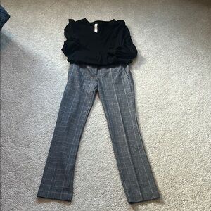 Loft Women's Black and Gray Plaid Pants